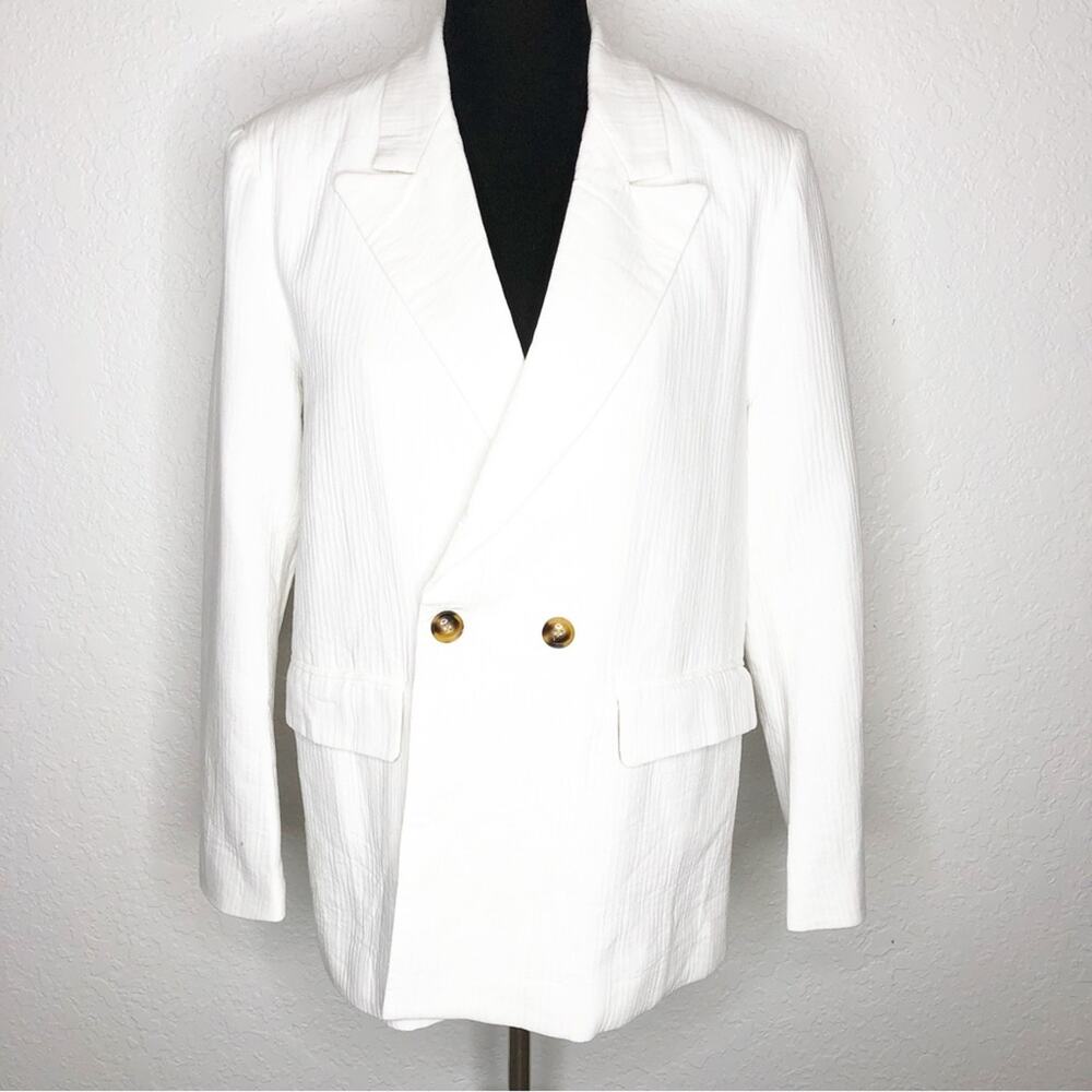 FRNCH Paris white double breasted button blazer size Small NWT